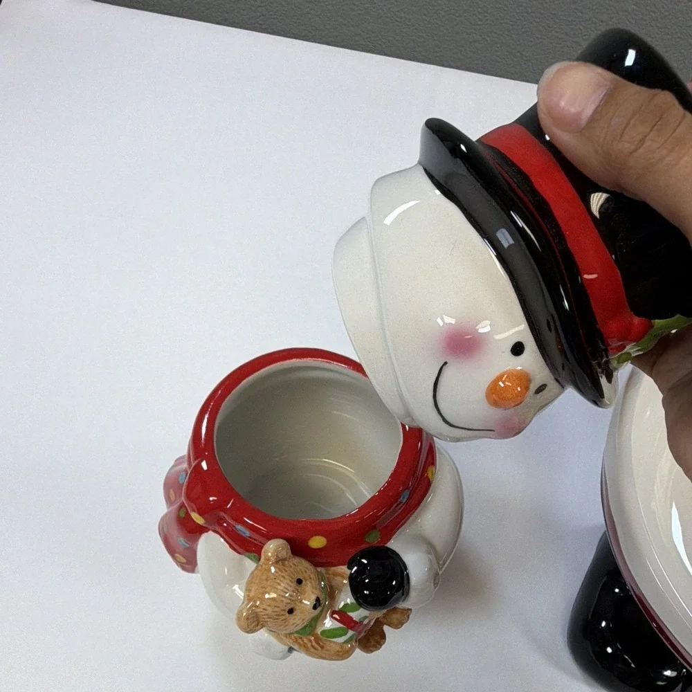 Sleigh Bell Bistro Christmas Ceramic Lot Snowman Cookie Jar Santa Pants Bowl